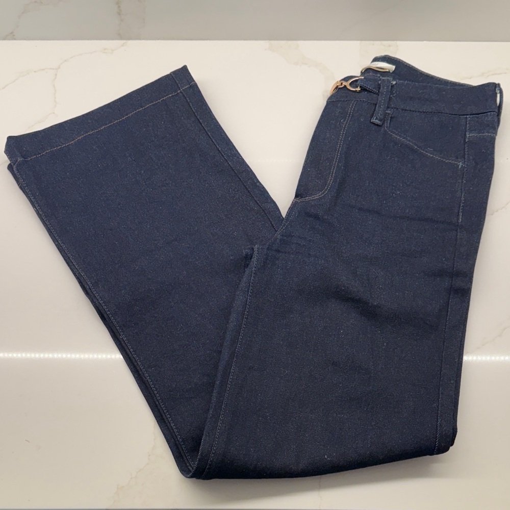 PAIGE Navy High-Rise Straight Jeans